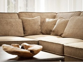 Colțar maro deschis cu tapițerie din chenille (cu colț pe partea stângă/în formă de ”L”) Kirou – Maison de Rêve