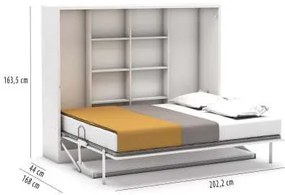 Pat rabatabil orizontal cu birou Diva Couple Desk (140X190) - Alb Mat