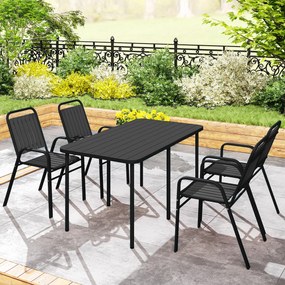 Outsunny Set 4 Scaune de Grădină Stivuibile Scaune de Exterior 56x66x91 cm Negru | Aosom Romania
