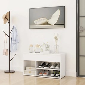 Bancheta pantofar, alb extralucios, 80x30x45 cm, PAL