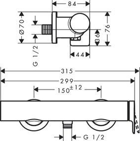 Baterie dus, Hansgrohe Vivenis, crom, 75620000