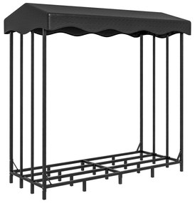 Outsunny Suport pentru Lemne de Exterior cu Acoperire, Suport Metalic Ranforsat pentru Lemne, 185x90x185 cm, Negru | Aosom Romania