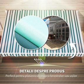 Outsunny Copertină Retractabilă cu Braț Pliabil și Protecție UV, 395x 245 cm, Verde și Alb | Aosom Romania