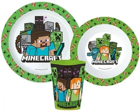 Minecraft set de masă, set micro din plastic, pahar 260 ml