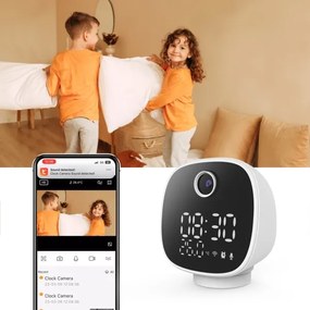 Cameră inteligentă cu termometru, ceas deșteptător și lumină LED Solight 1D81 1296p Wi-Fi Tuya IP65