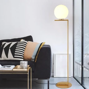 Lampadar Moon, 30x30x156 cm, e27, 40 w, metal/sticla, auriu/alb