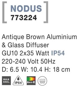 Aplica perete ambientala de exterior IP54 NODUS maro antic NVL-773224