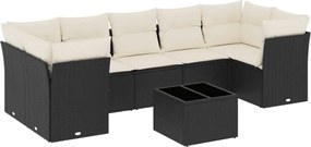 vidaXL Set mobilier de grădină cu perne, 8 piese, negru, poliratan