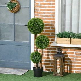 HOMCOM Plantă Artificială de Buxus cu 3 Ffere și Frunze de Bambus | Aosom Romania