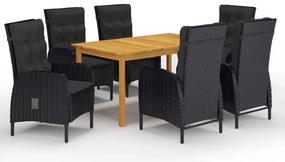 vidaXL Set de masă pentru grădină, 7 piese, negru