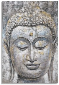 Tablou decorativ multicolor din lemn de Pin si panza, 80x3x120 cm, Buddha Mauro Ferretti