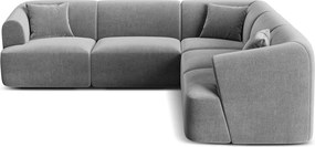 Colțar gri deschis cu tapițerie din catifea Campi – Cosmopolitan Design