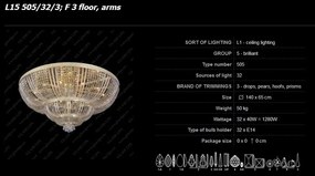 Plafoniera cristal Bohemia diam.140cm, L15 505/32/3; F 3 floor, arms