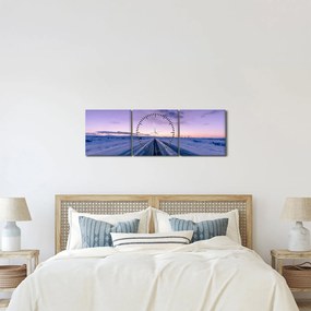 Tablou - autostrada iarna (cu ceas) (90x30 cm)