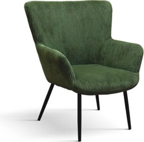 Fotoliu Cielo, structura metalica, Catifea Reiata - VERDE SMARALD