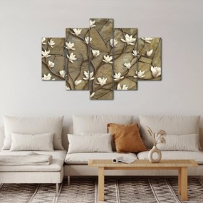 Tablou - Magnolii albe pe zidărie de piatră (150x105 cm)