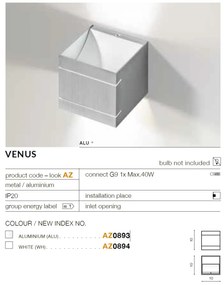 Aplica perete cu lumina ambientala Venus alb