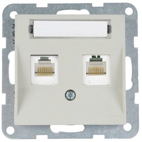 Priza dubla internet cat 6, IP20, Sandstone, Panasonic Karre Plus 55 Soft Touch