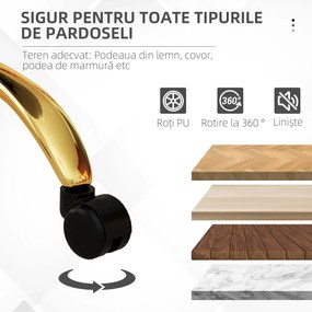 Vinsetto Scaun de Birou Reglabil în Înălțime cu Șezut Rotativ Alb și Auriu | Aosom Romania