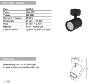 Aplica Spot aplicat GU10 LED Minimal negru