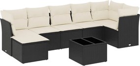 vidaXL Set mobilier de grădină cu perne, 8 piese, negru, poliratan