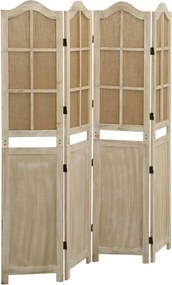 vidaXL Paravan de cameră cu 4 panouri, maro, 140x165 cm, textil