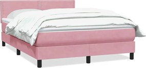 vidaXL Pat box spring cu saltea, roz, 160x220 cm, catifea
