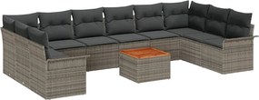 vidaXL Set de canapele pentru grădină cu pernă 11 pcs Gri poliratan