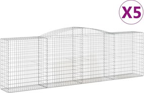 vidaXL Coșuri gabion arcuite 5 buc, 400x50x120/140 cm, fier galvanizat