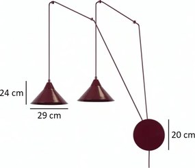 Lustră pe cablu ABRAMO 2xE27/15W/230V roșie