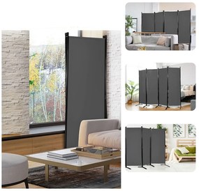 Paravan cu 4 panouri 173 cm gri