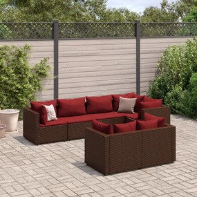 3308189 vidaXL Set mobilier de grădină cu perne, 7 piese, maro, poliratan