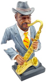 Statueta Saxofonist, Charlie, Gri, 24cm