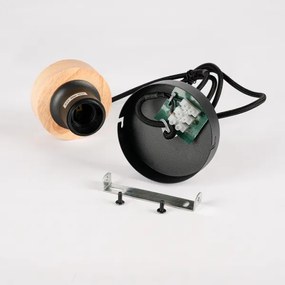 Brilagi - Lampă suspendată pe cablu BASKLITE 1xE27/15W/230V lemn de cauciuc/negru
