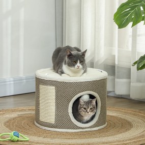 PawHut Turn de zgâriere pentru pisici toner de zgâriere pentru pisici cu sisal pentru zgâriere plafon din pluș perne detașabile Ø 40 x 30 cm cafea | Aosom Romania