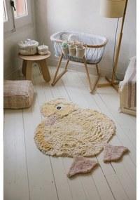 Covor pentru copii galben lavabil/țesut manual din bumbac 95x120 cm Ducky – Lorena Canals