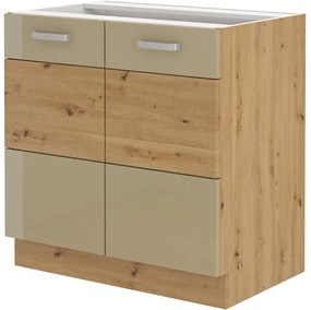 Dulap inferior de bucătărie Arryn 80 D 2F BB (Stejar artisan + Luciu cappucino). 1024754