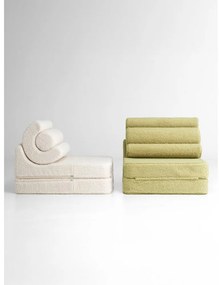 Fotoliu pentru copii verde cu tapițerie din țesătură bouclé Flipster – Wigiwama