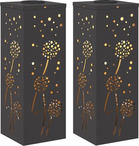 vidaXL Lumină LED Solară pentru Alei 2 pcs Negru Oțel laminat la rece