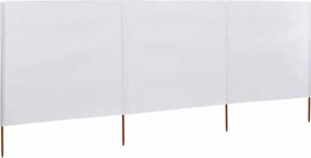 vidaXL Paravan anti-vânt cu 3 panouri, alb, 400 x 120 cm, textil