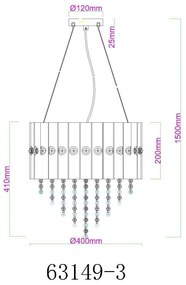 Lustra suspendata, Metal Negru, Cristale K5, ELEOS 63149-3 GL