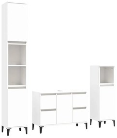 3185605 vidaXL Set mobilier de baie, 3 piese, alb, lemn compozit
