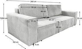 Canapea extensibilă, gri deschis, HARPERA BIG SOFA