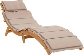 vidaXL Șezlong cu pernă, gri taupe, lemn masiv de acacia