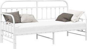 vidaXL Cadru de pat de zi Alb 80 x 200 cm Oțel vopsit electrostatic