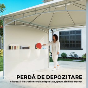 Outsunny Foișor de Grădină 3x3 m cu Corturi, Buzunare pentru Depozitare și Cârlig la Tavan, Foișor din Metal cu Acoperiș Dublu, Orificii de Drenaj, UV30+, Crem | Aosom Romania