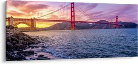 Tablou cu pod și apus de soare (120x50 cm)