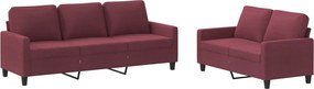vidaXL Set canapea cu perne, 2 piese, roșu vin, material textil