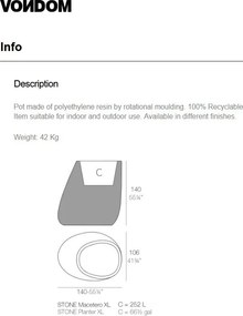 Ghiveci plante, flori design decorativ modern pentru amenajari interioare si exterioare, STONE PLANTER 55012R Vondom