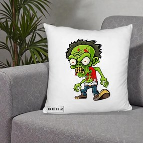 Perna Decorativa Zombie Halloween, 40x40 cm, Alb Pufos, Husa Detasabila, Perna Inclusa, BEKZ®